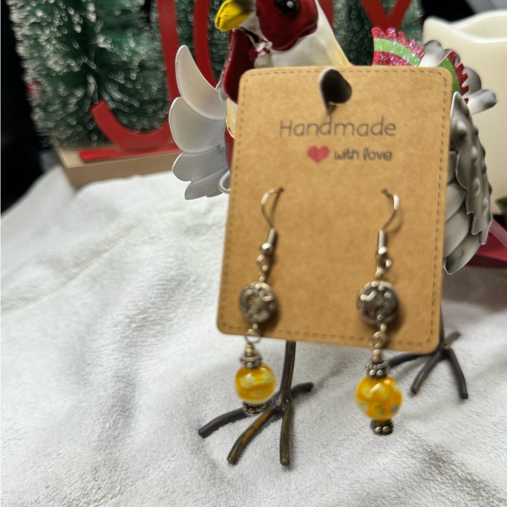 Yellow Beaded Millefiori Dangle Love You to the Moon 🌖 Earrings  2/$22 - Picture 6 of 6